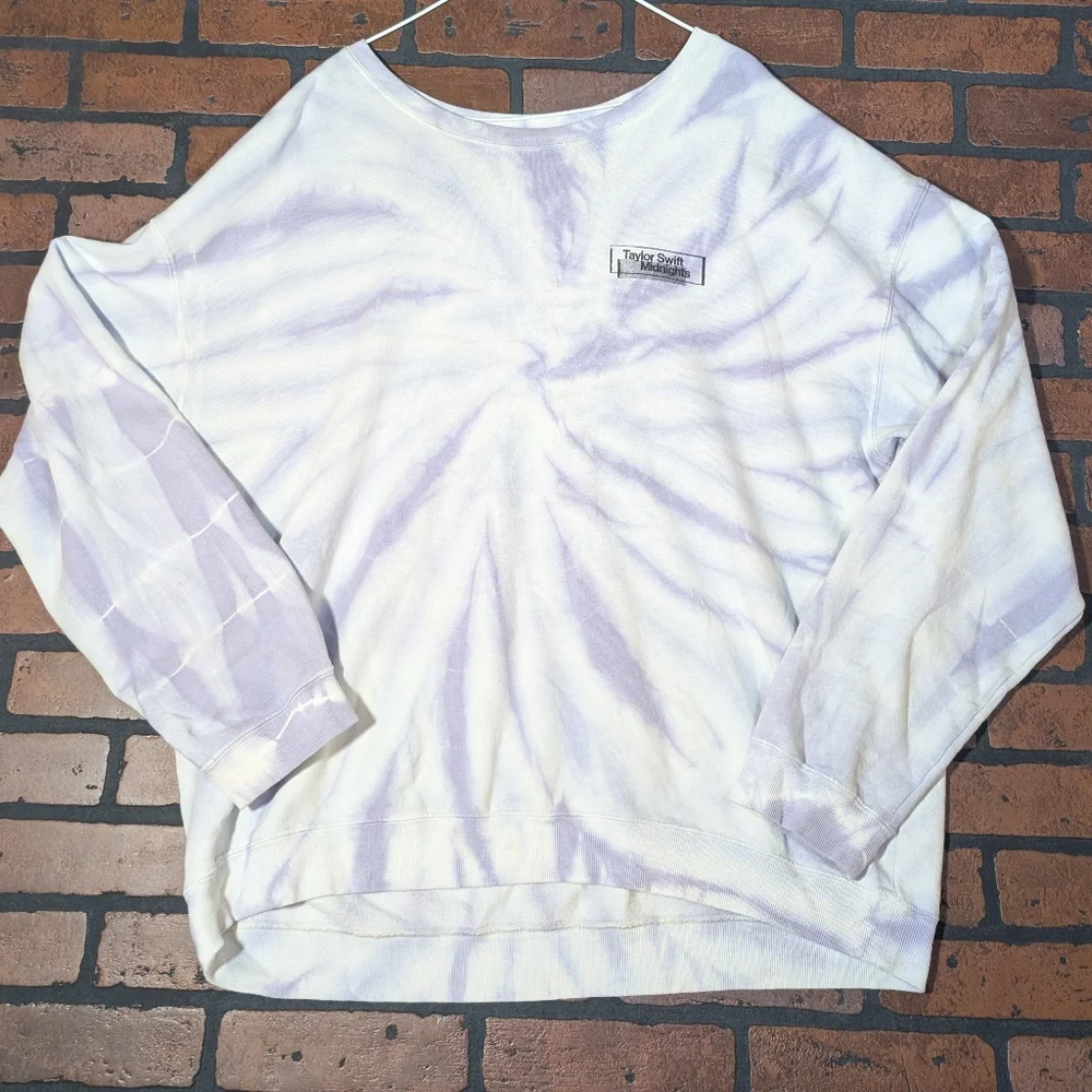 Taylor Swift Midnights Promo 3X Off Shoulder Crewneck Tie Dye Cozy Sweatshirt - Picture 2 of 13